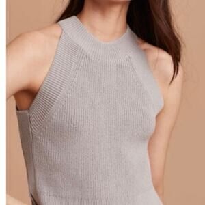 Wilfred Aritzia Ashen Gray High Neck Knot Tank Size Medium